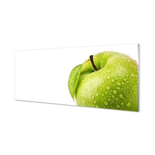 Obraz na szkle TULUP Jabłko zielone krople wody, 125x50 cm Tulup