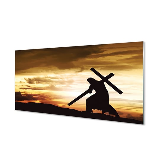 Obraz na szkle TULUP Jezus krzyż zachód słońca, 100x50 cm cm Tulup