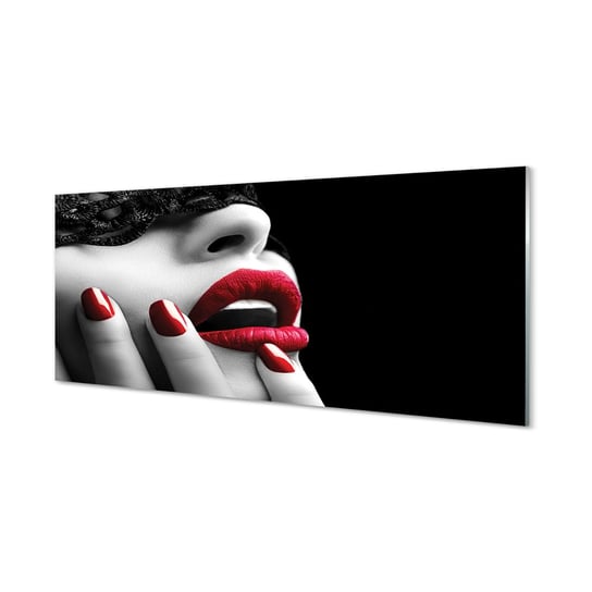 Obraz na szkle TULUP Kobieta usta paznokcie, 125x50 cm Tulup