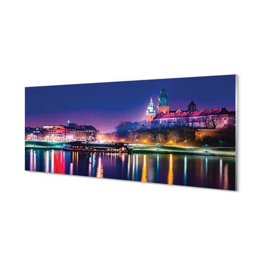 Obraz na szkle TULUP Kraków Miasto noc rzeka, 125x50 cm Tulup
