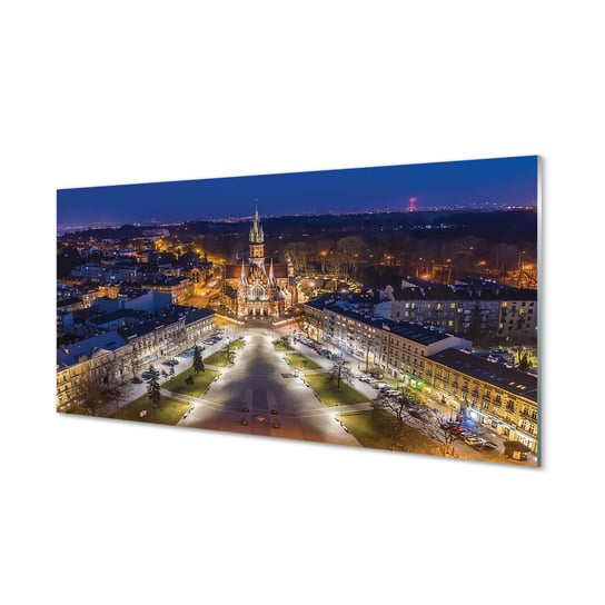 Obraz na szkle TULUP Kraków Noc kościół panorama, 100x50 cm Tulup