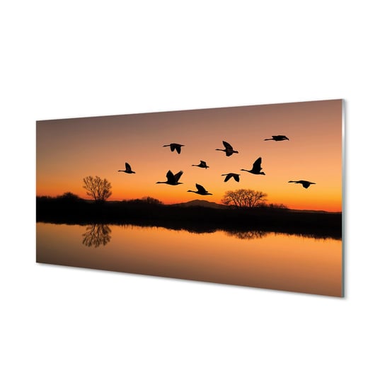 Obraz na szkle TULUP Lecące ptaki zachód słońca, 100x50 cm Tulup