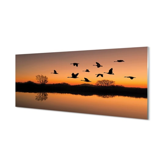 Obraz na szkle TULUP Lecące ptaki zachód słońca, 125x50 cm Tulup