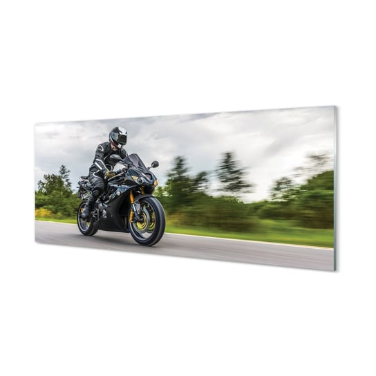 Obraz na szkle TULUP Motocykl niebo chmury droga, 125x50 cm Tulup