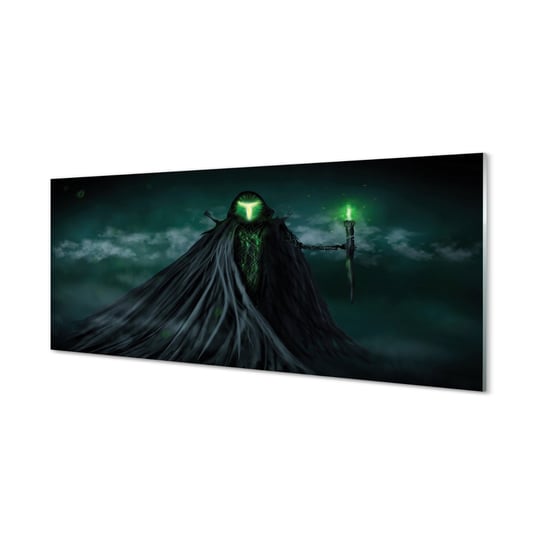 Obraz na szkle TULUP Mroczne postać zielony ogień, 125x50 cm Tulup