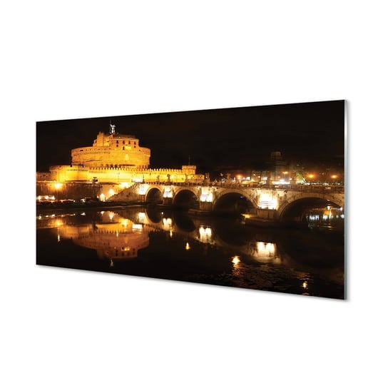 Obraz na szkle TULUP Rzym Rzeka mosty noc, 100x50 cm Tulup