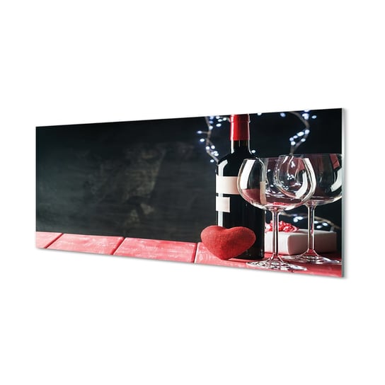 Obraz na szkle TULUP Serce kieliszek wino lampki, 125x50 cm Tulup