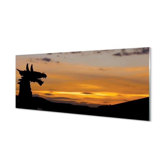Obraz na szkle TULUP Smok zachód słońca niebo, 125x50 cm Tulup