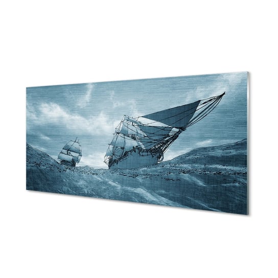 Obraz na szkle TULUP Sztorm statek niebo morze, 100x50 cm cm Tulup
