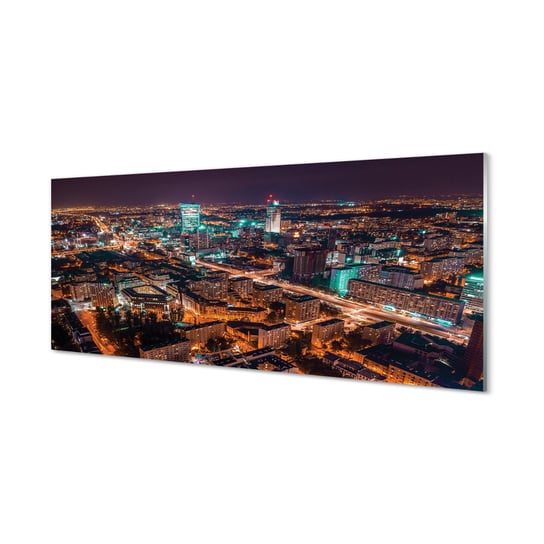 Obraz na szkle TULUP Warszawa Miasto noc panorama, 125x50 cm Tulup