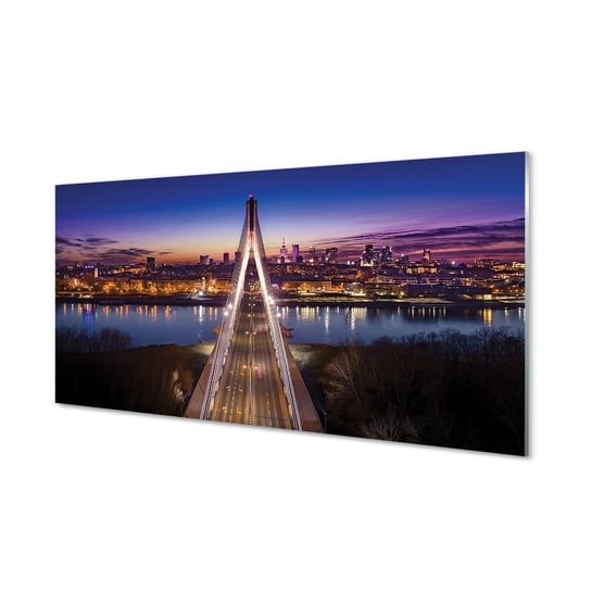 Obraz na szkle TULUP Warszawa Most rzeka panorama, 100x50 cm Tulup