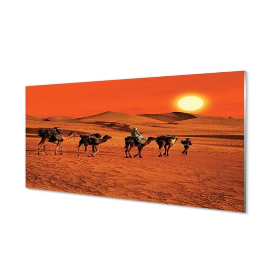 Obraz na szkle TULUP Wielbłądy ludzie pustynia, 100x50 cm cm Tulup