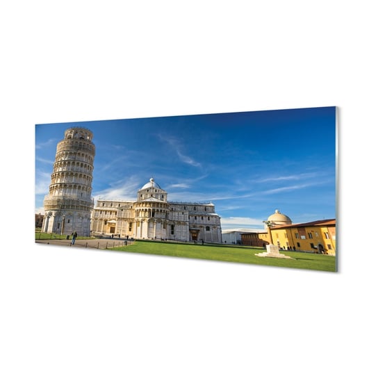 Obraz na szkle TULUP Włochy Krzywa wieża katedra, 125x50 cm Tulup