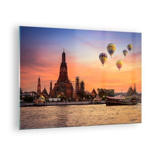 Obraz na szkle - Tutaj rodzą się baśnie - 70x50cm - Bangkok Świątynia Świtu Tajlandia - Nowoczesny szklany obraz do salonu do sypialni ARTTOR ARTTOR