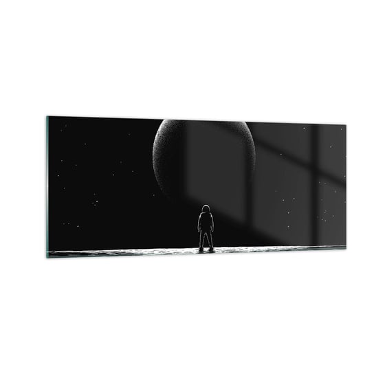 Obraz na szkle - Twarzą w twarz - 100x40cm - Kosmos Astronauta Planeta - Nowoczesny foto szklany obraz do salonu do sypialni ARTTOR ARTTOR