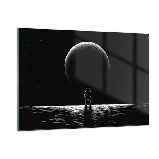 Obraz na szkle - Twarzą w twarz - 120x80cm - Kosmos Astronauta Planeta - Nowoczesny szklany obraz na ścianę do salonu do sypialni ARTTOR ARTTOR