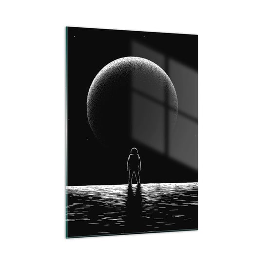 Obraz na szkle - Twarzą w twarz - 50x70cm - Kosmos Astronauta Planeta - Nowoczesny szklany obraz do salonu do sypialni ARTTOR ARTTOR