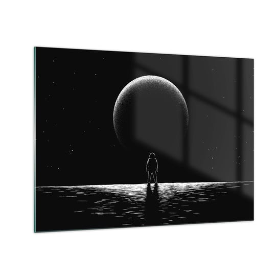 Obraz na szkle - Twarzą w twarz - 70x50cm - Kosmos Astronauta Planeta - Nowoczesny szklany obraz do salonu do sypialni ARTTOR ARTTOR