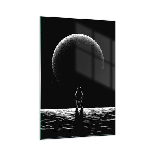 Obraz na szkle - Twarzą w twarz - 80x120cm - Kosmos Astronauta Planeta - Nowoczesny szklany obraz na ścianę do salonu do sypialni ARTTOR ARTTOR