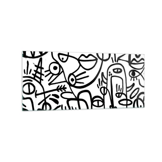 Obraz na szkle - Twarze i miraże - 120x50cm - Abstrakcja Sztuka Graffiti - Nowoczesny szklany obraz na ścianę do salonu do sypialni ARTTOR ARTTOR