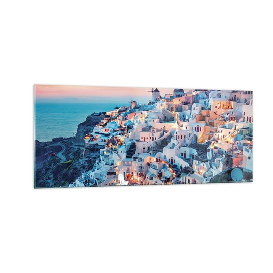 Obraz na szkle - Twoje wielkie greckie wakacje - 100x40cm - Krajobraz Grecja Santorini - Nowoczesny foto szklany obraz do salonu do sypialni ARTTOR ARTTOR