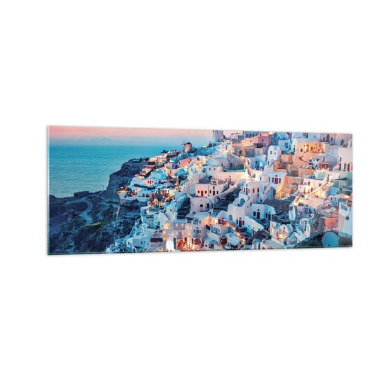 Obraz na szkle - Twoje wielkie greckie wakacje - 140x50cm - Krajobraz Grecja Santorini - Nowoczesny szklany obraz do salonu do sypialni ARTTOR ARTTOR