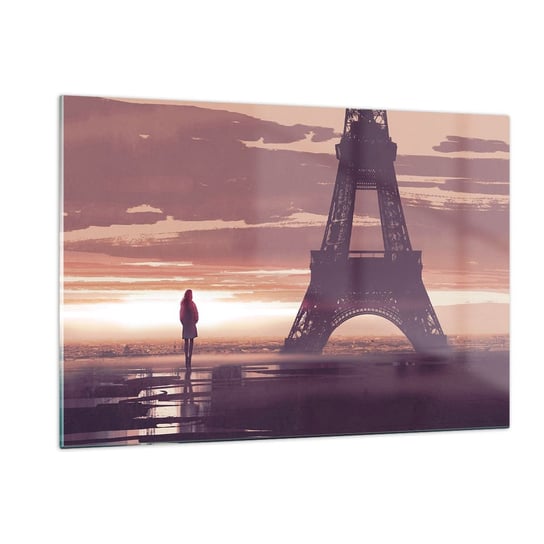 Obraz na szkle - Tylko one dwie - 120x80cm - Miasto Wieża Eiffla Paryż - Nowoczesny szklany obraz na ścianę do salonu do sypialni ARTTOR ARTTOR
