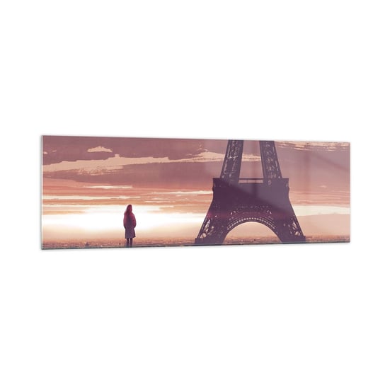 Obraz na szkle - Tylko one dwie - 160x50cm - Miasto Wieża Eiffla Paryż - Nowoczesny foto szklany obraz do salonu do sypialni ARTTOR ARTTOR