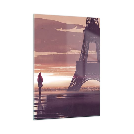 Obraz na szkle - Tylko one dwie - 50x70cm - Miasto Wieża Eiffla Paryż - Nowoczesny szklany obraz do salonu do sypialni ARTTOR ARTTOR