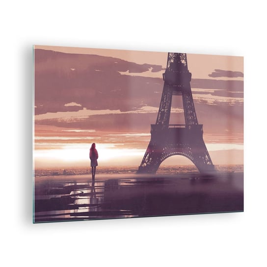 Obraz na szkle - Tylko one dwie - 70x50cm - Miasto Wieża Eiffla Paryż - Nowoczesny szklany obraz do salonu do sypialni ARTTOR ARTTOR