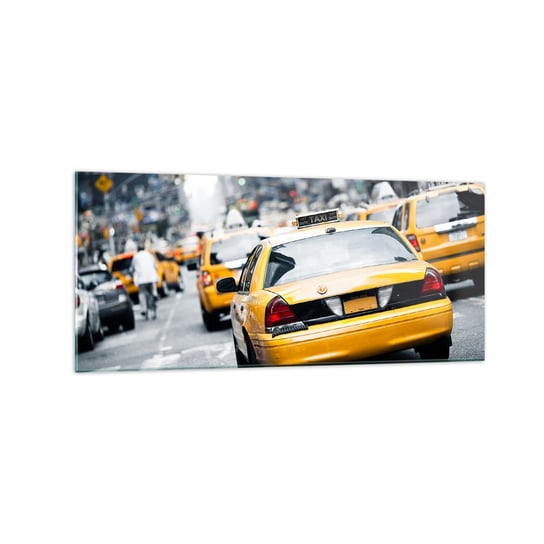 Obraz na szkle - Tylko w tym mieście - 120x50cm - Miasto Nowy Jork Taxi - Nowoczesny szklany obraz na ścianę do salonu do sypialni ARTTOR ARTTOR