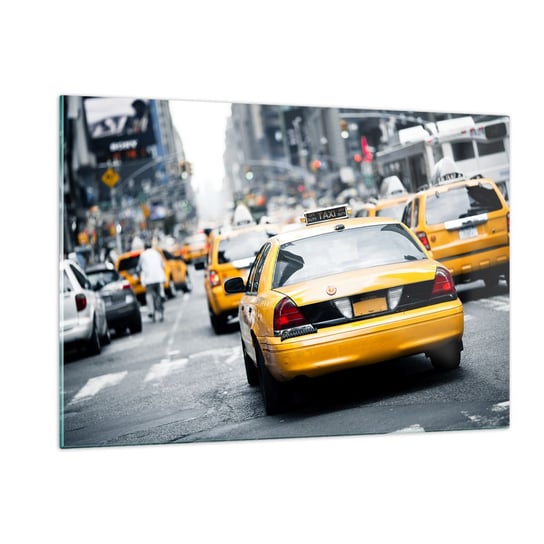 Obraz na szkle - Tylko w tym mieście - 120x80cm - Miasto Nowy Jork Taxi - Nowoczesny szklany obraz na ścianę do salonu do sypialni ARTTOR ARTTOR