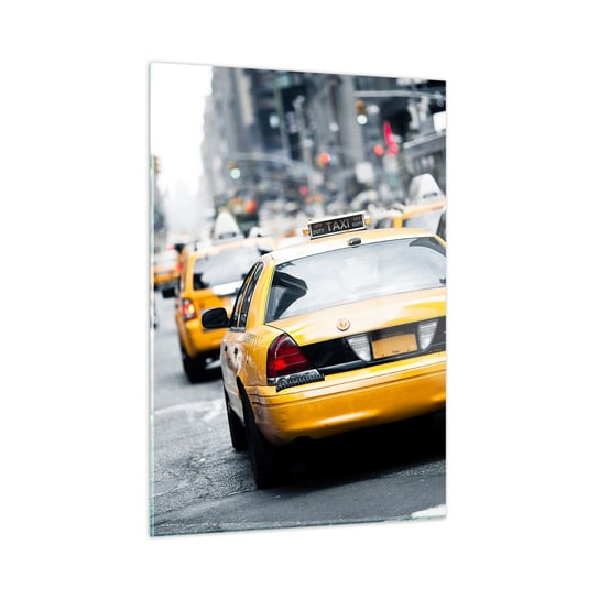 Obraz na szkle - Tylko w tym mieście - 50x70cm - Miasto Nowy Jork Taxi - Nowoczesny szklany obraz do salonu do sypialni ARTTOR ARTTOR