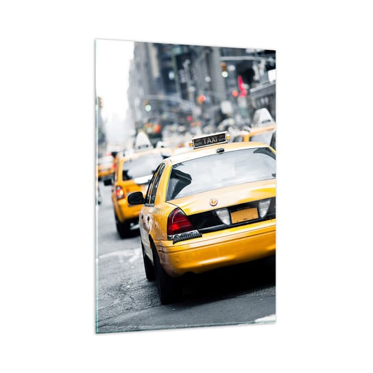 Obraz na szkle - Tylko w tym mieście - 80x120cm - Miasto Nowy Jork Taxi - Nowoczesny szklany obraz na ścianę do salonu do sypialni ARTTOR ARTTOR