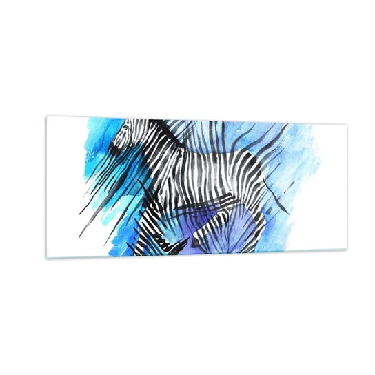 Obraz na szkle - Ukryta w paskach - 100x40cm - Zwierzęta Zebra Afryka - Nowoczesny foto szklany obraz do salonu do sypialni ARTTOR ARTTOR