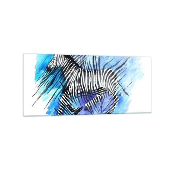 Obraz na szkle - Ukryta w paskach - 120x50cm - Zwierzęta Zebra Afryka - Nowoczesny szklany obraz na ścianę do salonu do sypialni ARTTOR ARTTOR