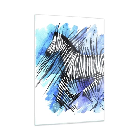 Obraz na szkle - Ukryta w paskach - 50x70cm - Zwierzęta Zebra Afryka - Nowoczesny szklany obraz do salonu do sypialni ARTTOR ARTTOR
