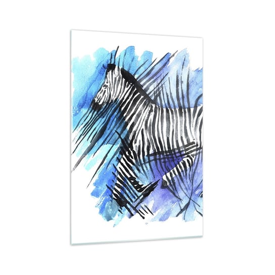 Obraz na szkle - Ukryta w paskach - 70x100cm - Zwierzęta Zebra Afryka - Nowoczesny foto szklany obraz do salonu do sypialni ARTTOR ARTTOR