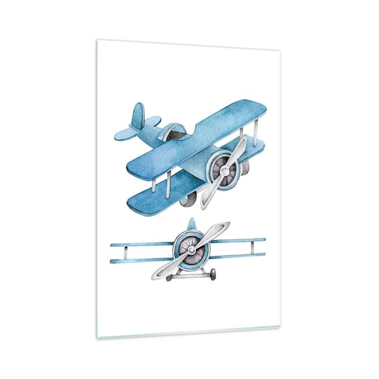 Obraz na szkle - Urodzony zwycięzca - 80x120cm - Retro Samoloty Dziecięce - Nowoczesny szklany obraz na ścianę do salonu do sypialni ARTTOR ARTTOR