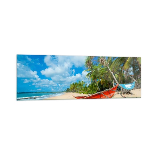 Obraz na szkle - Urok tropików - 160x50cm - Krajobraz Ocean Egzotyczna Plaża - Nowoczesny foto szklany obraz do salonu do sypialni ARTTOR ARTTOR