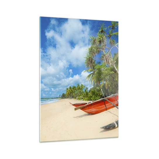 Obraz na szkle - Urok tropików - 50x70cm - Krajobraz Ocean Egzotyczna Plaża - Nowoczesny szklany obraz do salonu do sypialni ARTTOR ARTTOR