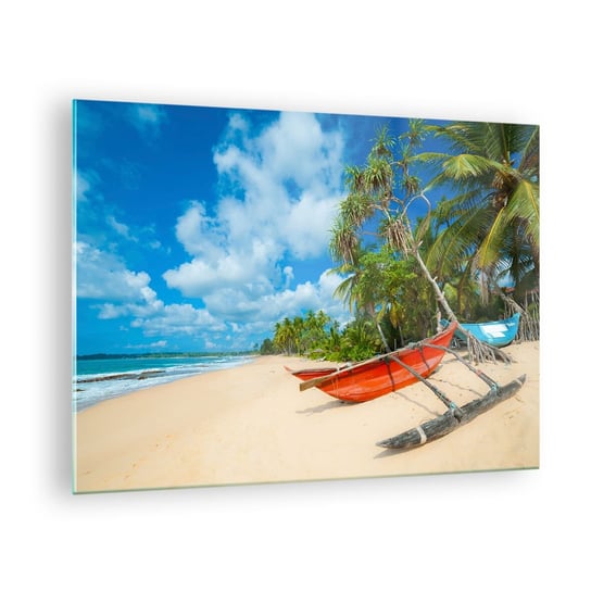 Obraz na szkle - Urok tropików - 70x50cm - Krajobraz Ocean Egzotyczna Plaża - Nowoczesny szklany obraz do salonu do sypialni ARTTOR ARTTOR