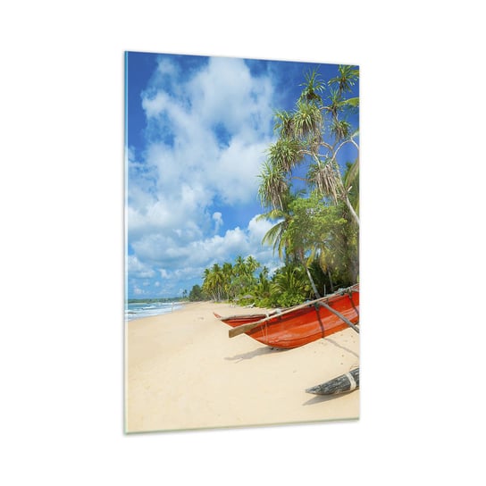 Obraz na szkle - Urok tropików - 80x120cm - Krajobraz Ocean Egzotyczna Plaża - Nowoczesny szklany obraz na ścianę do salonu do sypialni ARTTOR ARTTOR