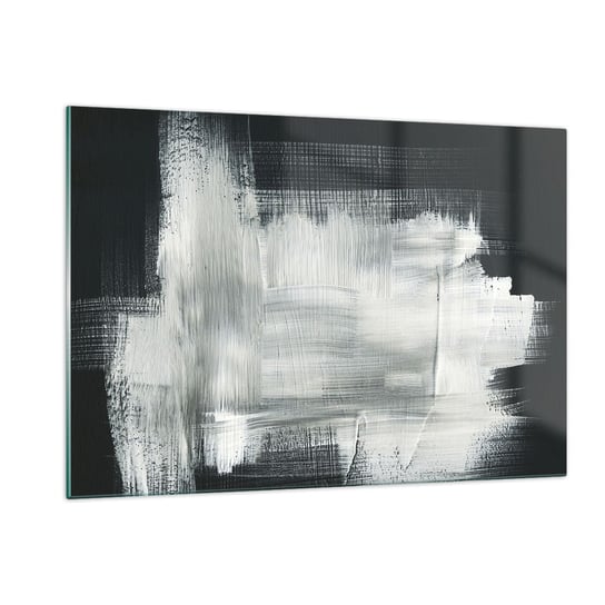 Obraz na szkle - Utkane z pionu i poziomu - 120x80cm - Abstrakcja Sztuka Czarno-Biały - Nowoczesny szklany obraz na ścianę do salonu do sypialni ARTTOR ARTTOR