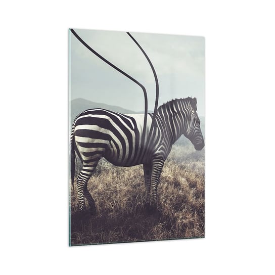 Obraz na szkle - Uwaga! Usterka - 50x70cm - Abstrakcja Zebra Natura - Nowoczesny szklany obraz do salonu do sypialni ARTTOR ARTTOR
