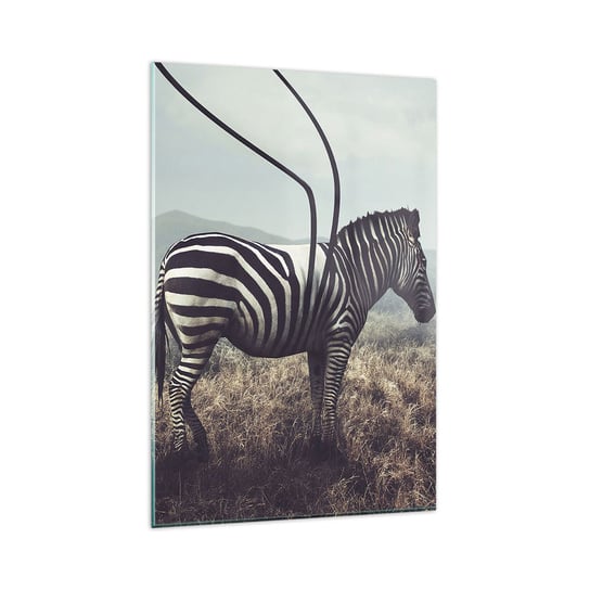 Obraz na szkle - Uwaga! Usterka - 80x120cm - Abstrakcja Zebra Natura - Nowoczesny szklany obraz na ścianę do salonu do sypialni ARTTOR ARTTOR