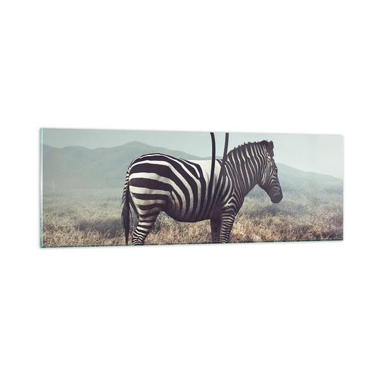 Obraz na szkle - Uwaga! Usterka - 90x30cm - Abstrakcja Zebra Natura - Nowoczesny szklany obraz do salonu do sypialni ARTTOR ARTTOR