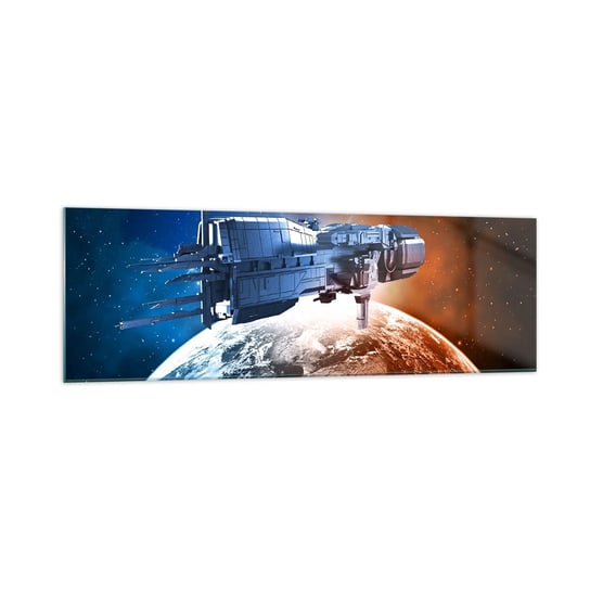 Obraz na szkle - Uważny obserwator - 160x50cm - Kosmos Statek Kosmiczny Wahadłowiec - Nowoczesny foto szklany obraz do salonu do sypialni ARTTOR ARTTOR