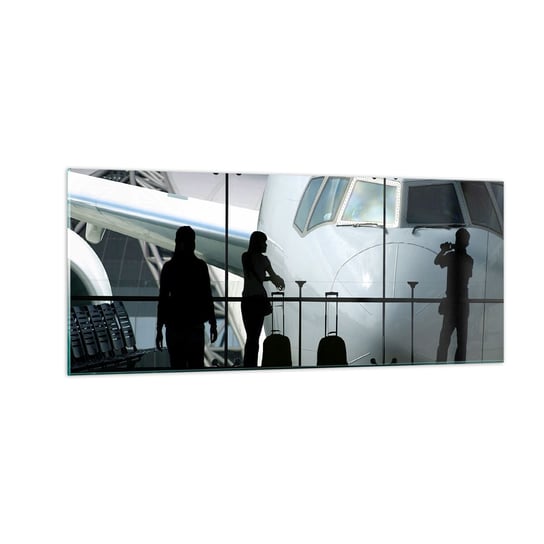 Obraz na szkle - Vis a vis na lotnisku - 100x40cm - Samolot Lotnisko Podróże - Nowoczesny foto szklany obraz do salonu do sypialni ARTTOR ARTTOR