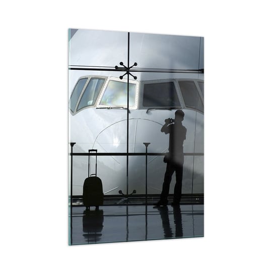 Obraz na szkle - Vis a vis na lotnisku - 50x70cm - Samolot Lotnisko Podróże - Nowoczesny szklany obraz do salonu do sypialni ARTTOR ARTTOR